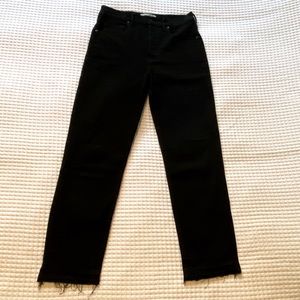 Everlane high waister slim straight jeans with raw hem